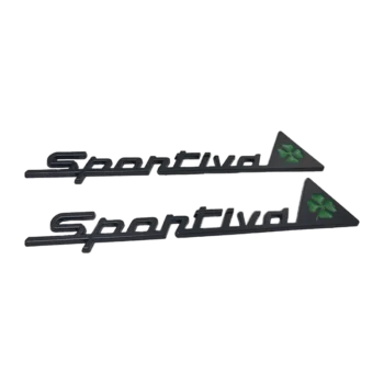 2 Emblèmes logo Sportiva Alfa Romeo noir pour Ailes métal Giulietta, Spider