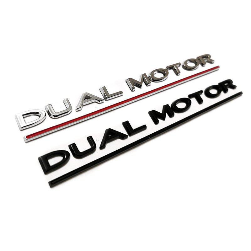 dualmotorteslacoffrearrièrelogotruckCaraluminum3DstickersoundstickersModifiedAccessoriescoffrelogochromenoir Carwizzy